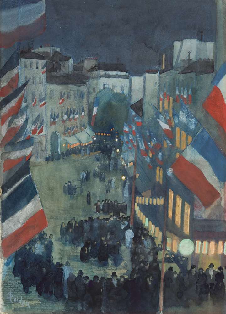 Figures in a Parisian Square at Night